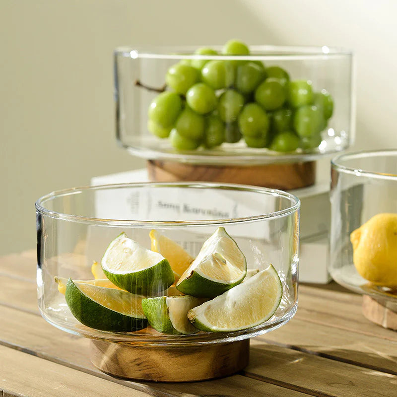 Fruit Bowl with Wooden Base